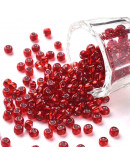 Cristal Línea Plateada. RED. 4 mm diámetro. 1.5 mm perforación. 40 gramos. 390 uds aprox