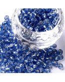 Cristal Línea Plateada. ROYAL BLUE. 4 mm diámetro. 1.5 mm perforación. 40 gramos. 390 uds aprox