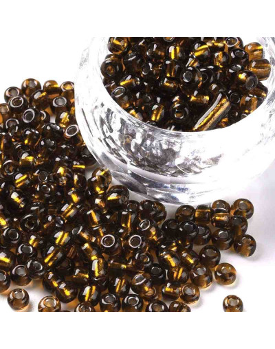 Cristal Línea Plateada. BROWN. 4 mm diámetro. 1.5 mm perforación. 40 gramos. 390 uds aprox