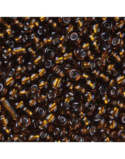 Cristal Línea Plateada. BROWN. 4 mm diámetro. 1.5 mm perforación. 40 gramos. 390 uds aprox