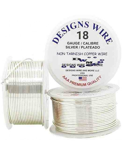 Designs Wire. Plateado. Tipo Redondo. Calibre 18 (1 mm). Temple suave. 8 yardas Designs Wire. Plateado. Tipo Redondo. Calibre 18 (1 mm). Temple suave. 8 yardas