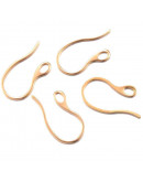 Ganchos para aretes. Acero inoxidable. Color dorado. 22 mm largo. 1 mm grosor. 3 mm agujero. 4 uds