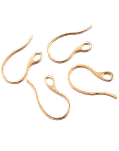 Ganchos para aretes. Acero inoxidable. Color dorado. 22 mm largo. 1 mm grosor. 3 mm agujero. 4 uds