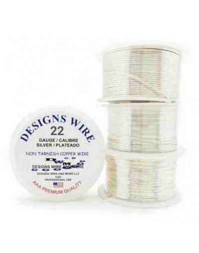 Designs Wire. Plateado. Tipo Redondo. Calibre 22 (0,64 mm). Temple suave. 10 yardas. Designs Wire. Plateado. Tipo Redondo. Calibre 22 (0,64 mm). Temple suave. 10 yardas.