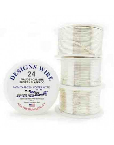 Designs Wire. Plateado. Tipo Redondo. Calibre 24 (0,51 mm).Temple suave. 20 yardas