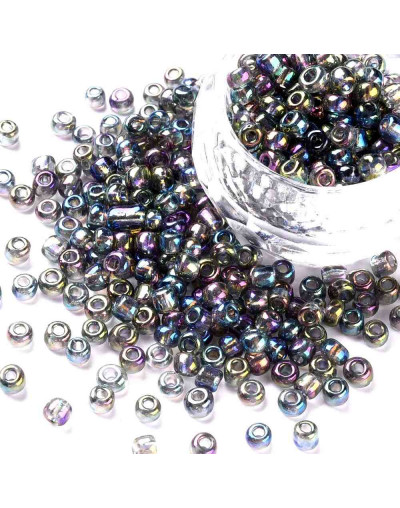 Cristal Arcoiris. DARK GRAY. 4 milímetros.1,50 mm perforación. 40 gramos. 390 uds. aprox.