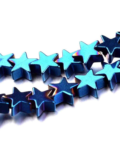 Hematite sintético. Estrella azul. 6x6x2 milímetros. 1 mm perforación. 10 uds