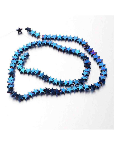 Hematite sintético. Estrella azul. 6x6x2 milímetros. 1 mm perforación. 10 uds