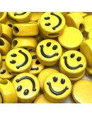 Smile negro. Moneda amarilla. 12 milímetros diámetro. 3x2 mm perforación. 20 unidades.