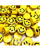 Smile negro. Moneda amarilla. 12 milímetros diámetro. 3x2 mm perforación. 20 unidades.
