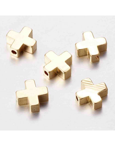 Cruces. Aleación de Cobre. Baño 18K Gold. 8x8x3 mm. 1,2 mm perforacion. 2 unidades Cruces. Aleación de Cobre. Baño 18K Gold. 8x8x3 mm. 1,2 mm perforacion. 2 unidades