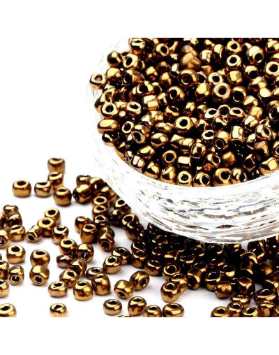 Color Sólido Metalizado. RED COOPER. 4 milímetros.1,50 mm perforación. 40 gramos. 390 uds. aprox.