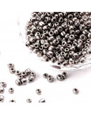 Color Sólido Metalizado. SILVER. 4 milímetros.1,50 mm perforación. 40 gramos. 390 uds. aprox.