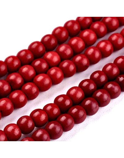 Turquesa sintética. Rojo. 04 mm diámetro. 1 mm perforación. 110 unidades hilo (aproximado)