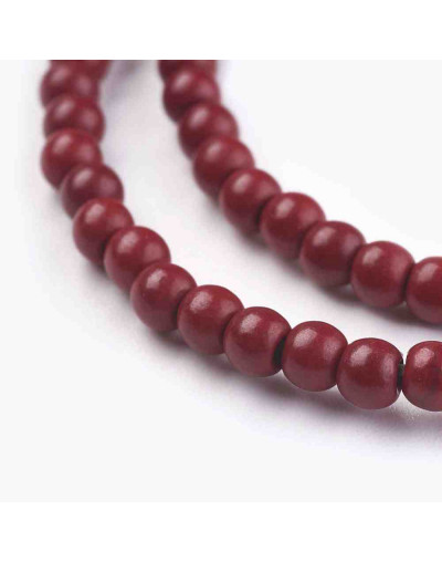 Turquesa sintética. Rojo. 04 mm diámetro. 1 mm perforación. 110 unidades hilo (aproximado)