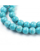 Howlite sintético. Azul. 04 mm diámetro. 1 mm perforación. 90 unidades hilo (aproximado) Howlite sintético. Azul. 04 mm diámetro. 1 mm perforación. 90 unidades hilo (aproximado)