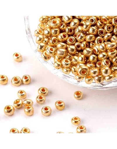 Color Sólido Metalizado. GOLD. 4 milímetros.1,50 mm perforación. 40 gramos. 390 uds. aprox.