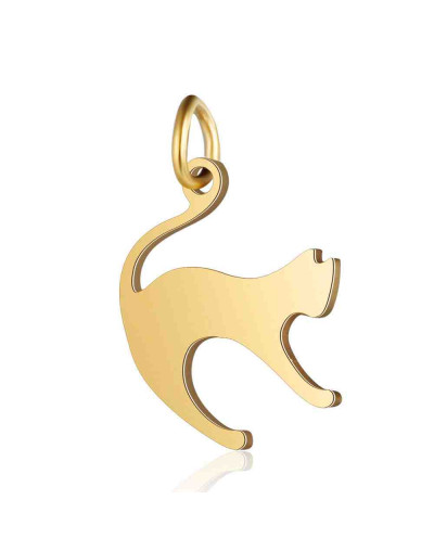 Gato. Acero inoxidable. Color dorado. 15x21x2 mm. 4 mm arandela. 1 unidad