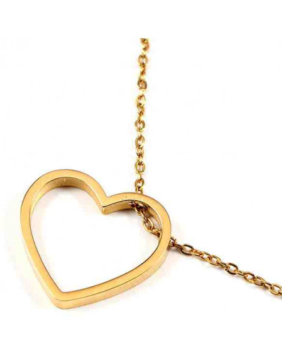 Corazón. Acero inoxidable. Color dorado. 20x22x3 mm. 2 mm perforacion. 1 unidad