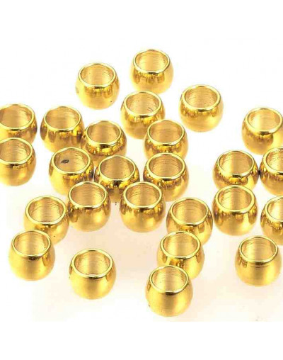 Crimp beads. Acero inoxidable. Color dorado. 2,5x1,5 mm. 1.50 mm agujero. 20 unidades