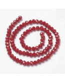 Rondelle faceteado. 6x4 milímetros. Rojo. 1 mm perforación. 90 uds hilo (aproximado).