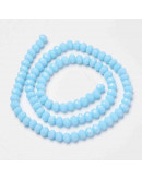 Rondelle faceteado. 6x4 milímetros. Celeste. 1 mm perforación. 90 uds hilo (aproximado).