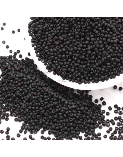 Color Sólido Frosted. Grado A. BLACK. 3 milímetros. 1 mm perforación. 40 gramos. 1300 uds. aprox