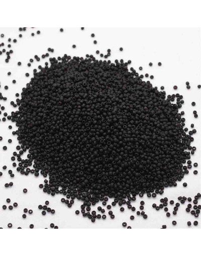 Color Sólido Frosted. Grado A. BLACK. 3 milímetros. 1 mm perforación. 40 gramos. 1300 uds. aprox