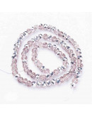 Rondelle faceteado. 6x5 milímetros. Electroplateado rosa. 1 mm perforación. 95 uds hilo (aprox).