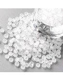 Color Sólido Frosted. WHITE. 4 milímetros.1,50 mm perforación. 40 gramos. 390 uds. aprox.