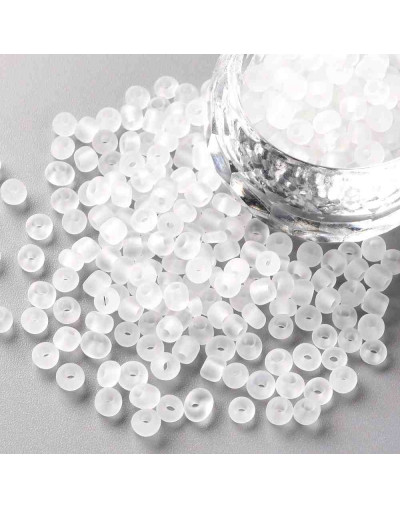 Color Sólido Frosted. WHITE. 4 milímetros.1,50 mm perforación. 40 gramos. 390 uds. aprox.