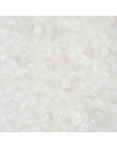 Color Sólido Frosted. WHITE. 4 milímetros.1,50 mm perforación. 40 gramos. 390 uds. aprox.