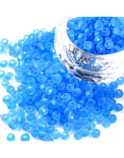 Color Sólido Frosted. SKY BLUE. 4 milímetros.1,50 mm perforación. 40 gramos. 390 uds. aprox.