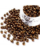 Color Sólido Metalizado. COCONUT BROWN. 4 milímetros.1,50 mm perforación. 40 gramos. 390 uds. aprox.