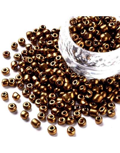 Color Sólido Metalizado. COCONUT BROWN. 4 milímetros.1,50 mm perforación. 40 gramos. 390 uds. aprox.