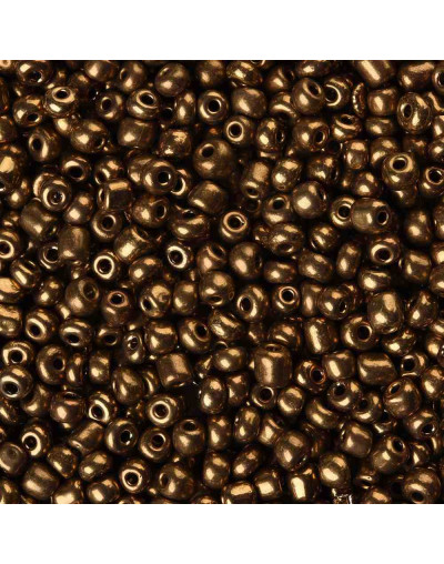 Color Sólido Metalizado. COCONUT BROWN. 4 milímetros.1,50 mm perforación. 40 gramos. 390 uds. aprox.