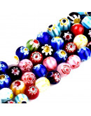 Glass Millefiori. Esfera. Color mixto. 8 mm diámetro. 1 mm perforación. 48 uds hilo (aproximado). Glass Millefiori. Esfera. Color mixto. 8 mm diámetro. 1 mm perforación. 48 uds hilo (aproximado).