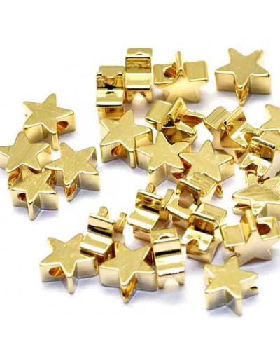 Estrellas. Aleación de cobre. Baño 18K Gold. 6x6x3 mm. 1,2 mm perforacion. 2 unidades Estrellas. Aleación de cobre. Baño 18K Gold. 6x6x3 mm. 1,2 mm perforacion. 2 unidades