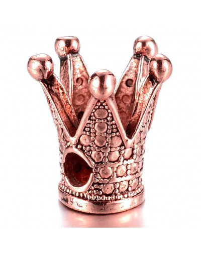 Corona (3). Aleación de cobre. Color bronce antiguo 12,5x12x12 mm. 2,5 mm perforación. 2 uds