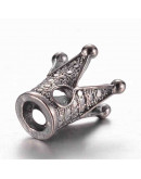 Corona (3). Aleación de cobre. Color gun metal 12,5x12x12 mm. 2,5 mm perforación. 2 uds