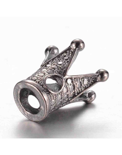 Corona (3). Aleación de cobre. Color gun metal 12,5x12x12 mm. 2,5 mm perforación. 2 uds