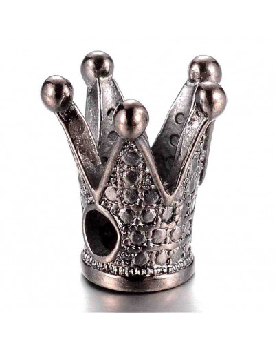 Corona (3). Aleación de cobre. Color gun metal 12,5x12x12 mm. 2,5 mm perforación. 2 uds