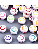 Smile varios colores. Moneda blanca. 7x3,5 milímetros. 1,5 mm perforación. 100 unidades aproximado.