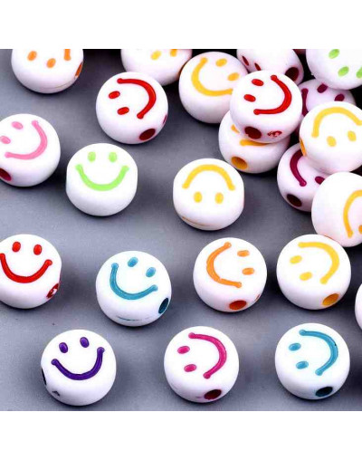 Smile varios colores. Moneda blanca. 7x3,5 milímetros. 1,5 mm perforación. 100 unidades aproximado.