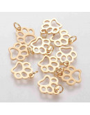 Huella de perro. Acero inoxidable. Color dorado. 13x12x1 mm. Con arandela 4 mm. 1 unidad Huella de perro. Acero inoxidable. Color dorado. 13x12x1 mm. Con arandela 4 mm. 1 unidad