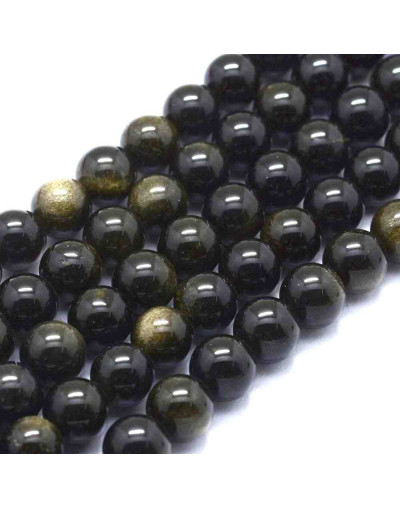 Obsidiana Dorada. 10 mm diámetro. 1 mm perforación. 38 unidades hilo (aproximado)