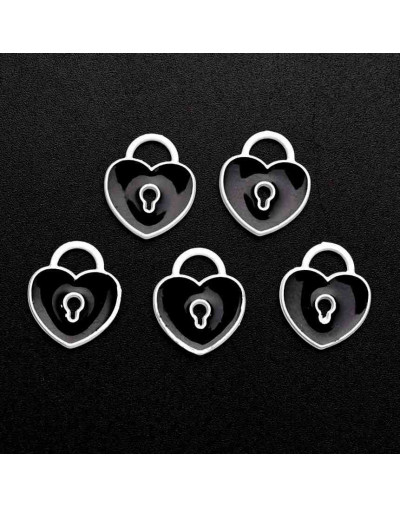 Corazón-Cerradura. Aleación de cobre y esmalte. 12x11 milímetros. 4 mm perforación. 4 unidades