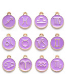 Set Zodiaco.Aleación de cobre y esmalte. Color purple. 15x12x2. 1,50 mm perforación. Set 12 pcs Set Zodiaco.Aleación de cobre y esmalte. Color purple. 15x12x2. 1,50 mm perforación. Set 12 pcs