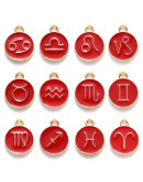 Set Zodiaco.Aleación de cobre y esmalte. Color rojo. 15x12x2. 1,50 mm perforación. Set 12 pcs Set Zodiaco.Aleación de cobre y esmalte. Color rojo. 15x12x2. 1,50 mm perforación. Set 12 pcs