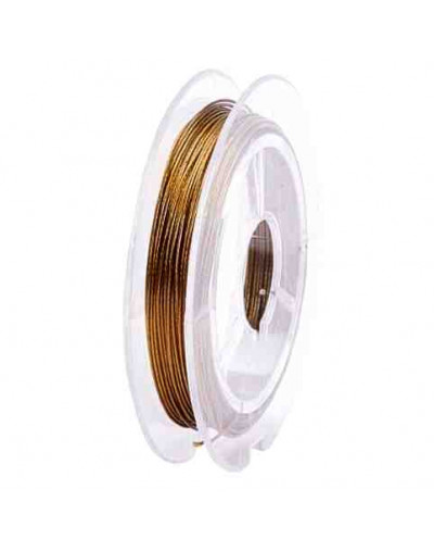Tiger Tail. Hilo de nylon recubierto de acero. DARK GOLDEN. 0.38 mm grosor. 10 metros. 1 carrete